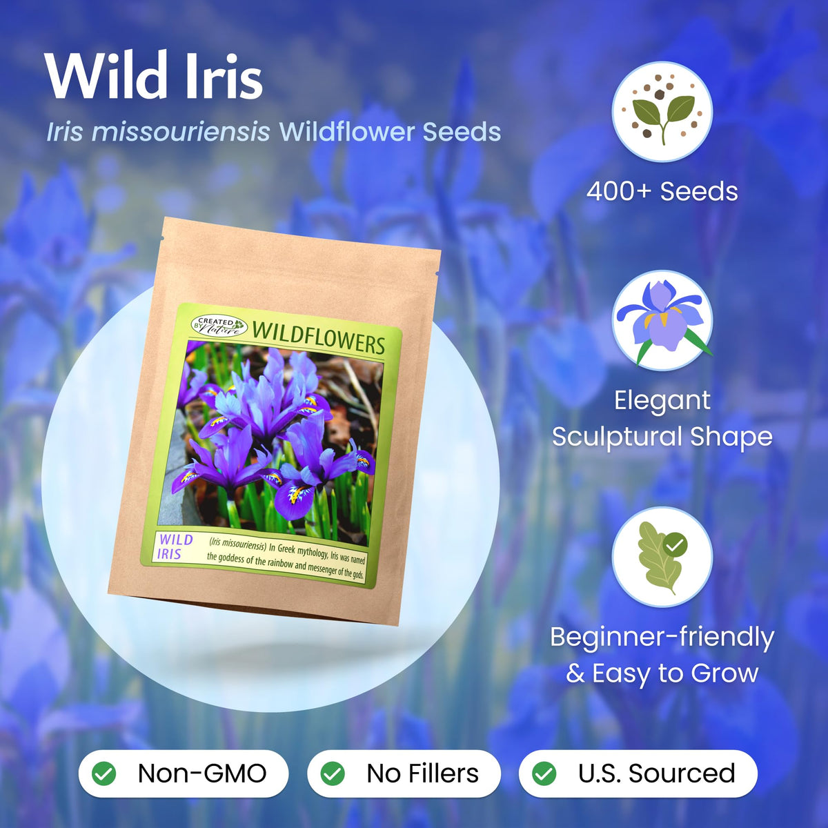 Created By Nature Wild Iris seeds sown in garden bed for color