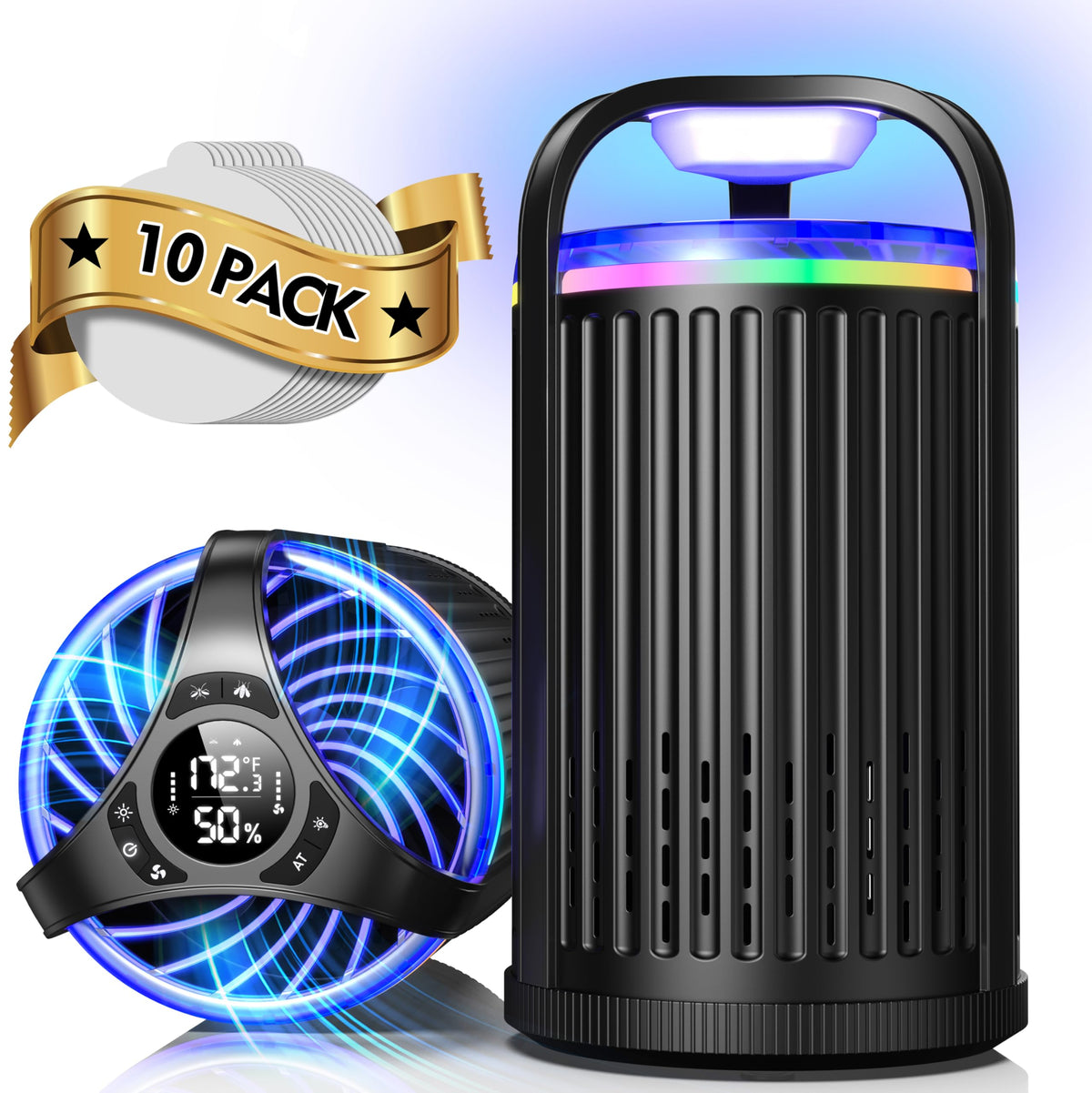 CreateFun Fly Trap indoor front view with UV light attracting pests for fast capture