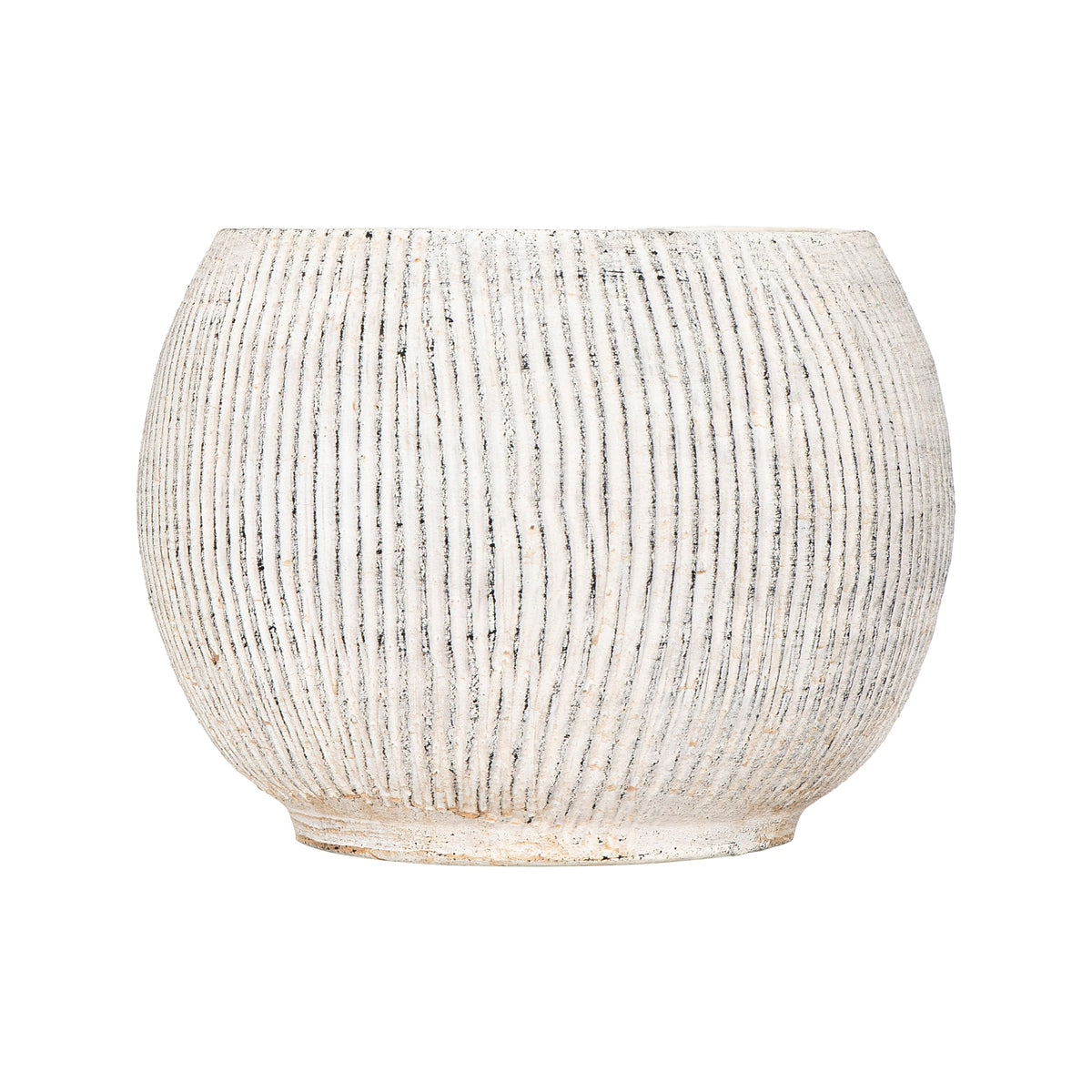 Creative Co-Op distressed cream terracotta planter with fluted texture for stylish indoor display.