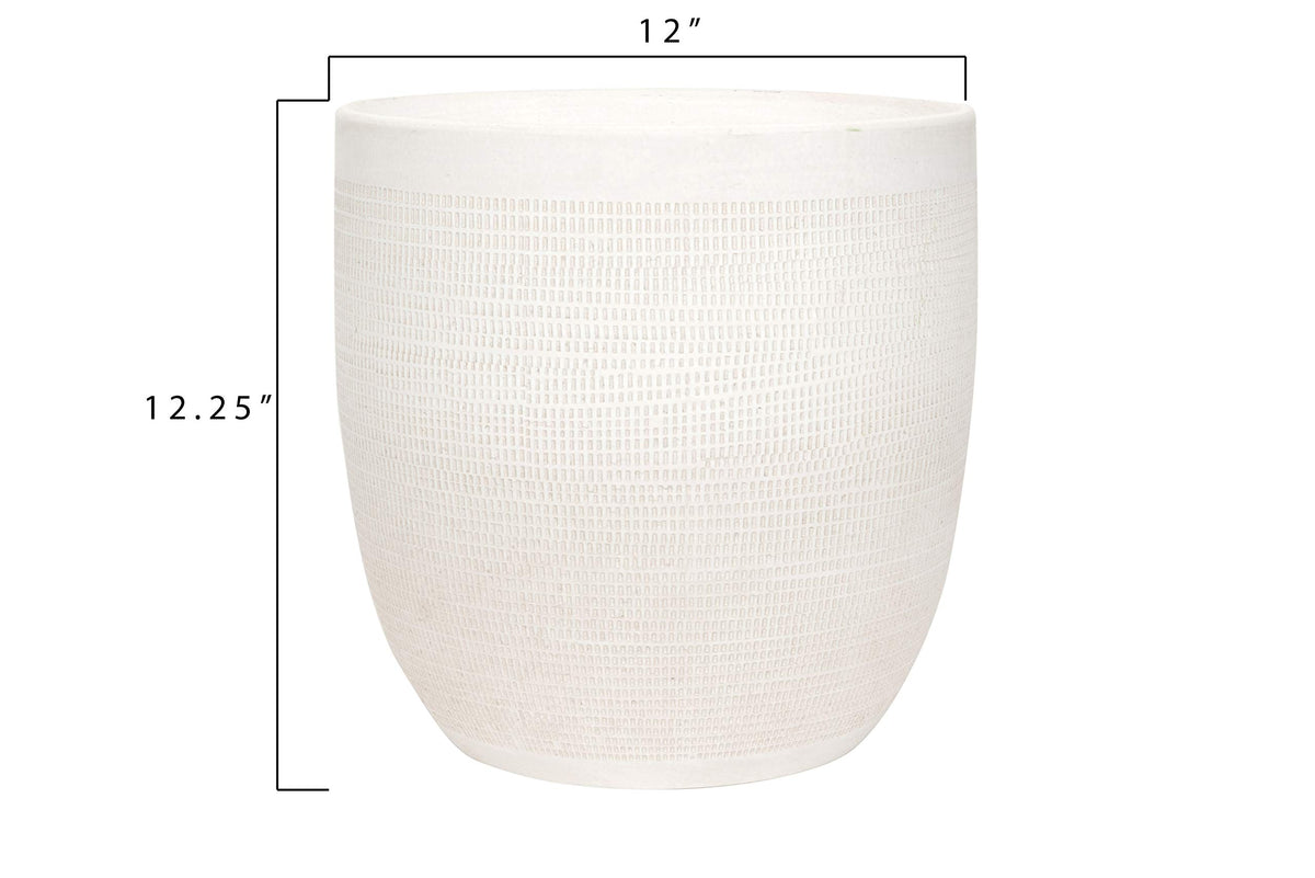 Creative Co-Op embossed stoneware planter with matte finish, a stylish centerpiece in any room.