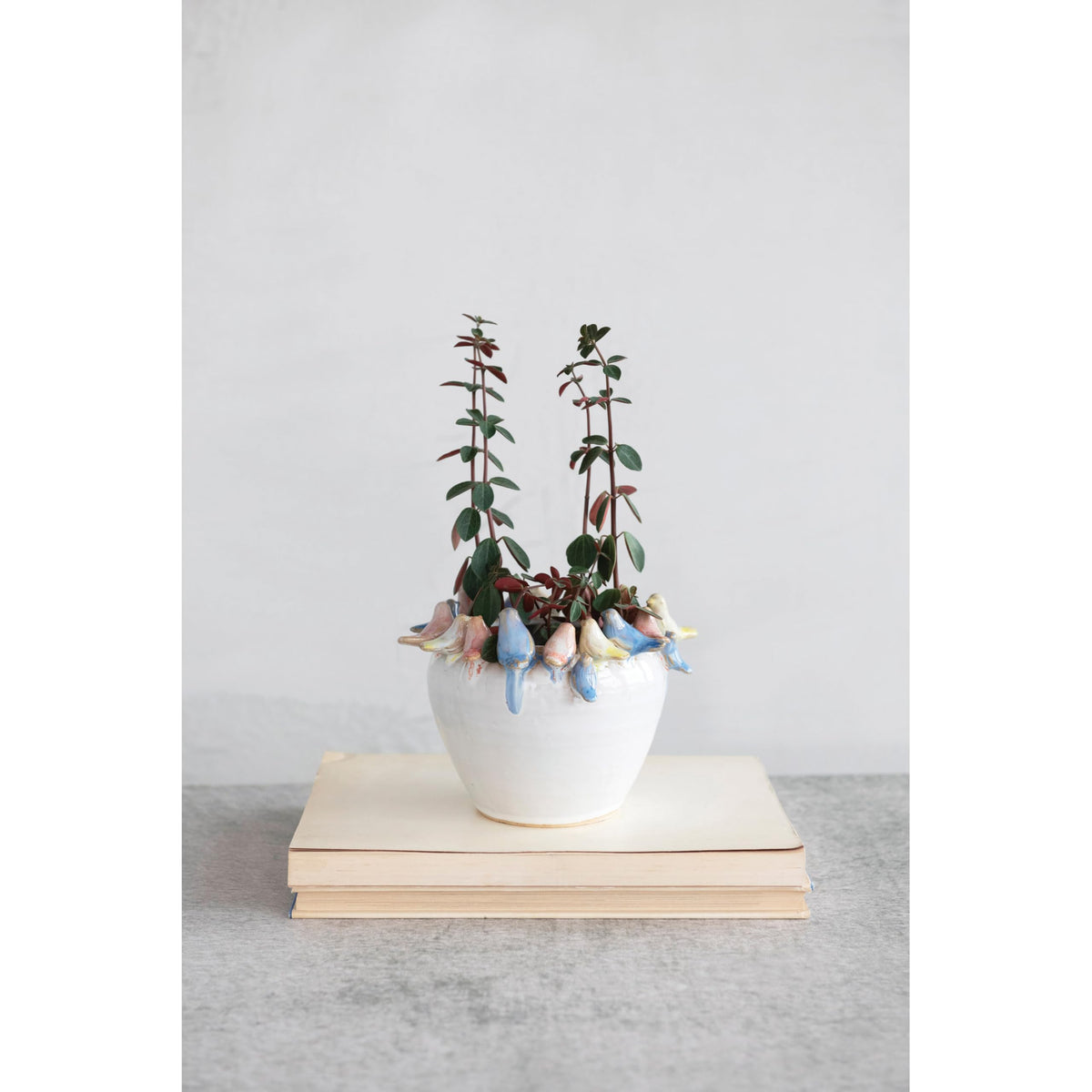 Creative Co-Op stoneware planter, 7.5-inch diameter, ideal for small to medium plants.