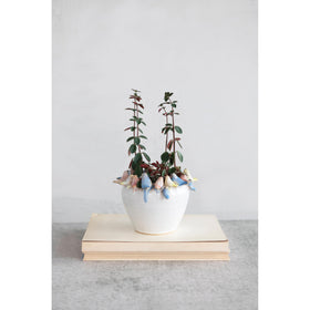 Creative Co-Op stoneware planter, 7.5-inch diameter, ideal for small to medium plants.