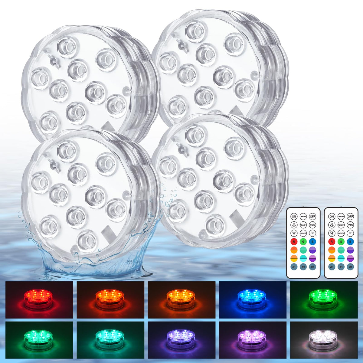 Creatrek pool light showing 10 color modes for vibrant night swimming.