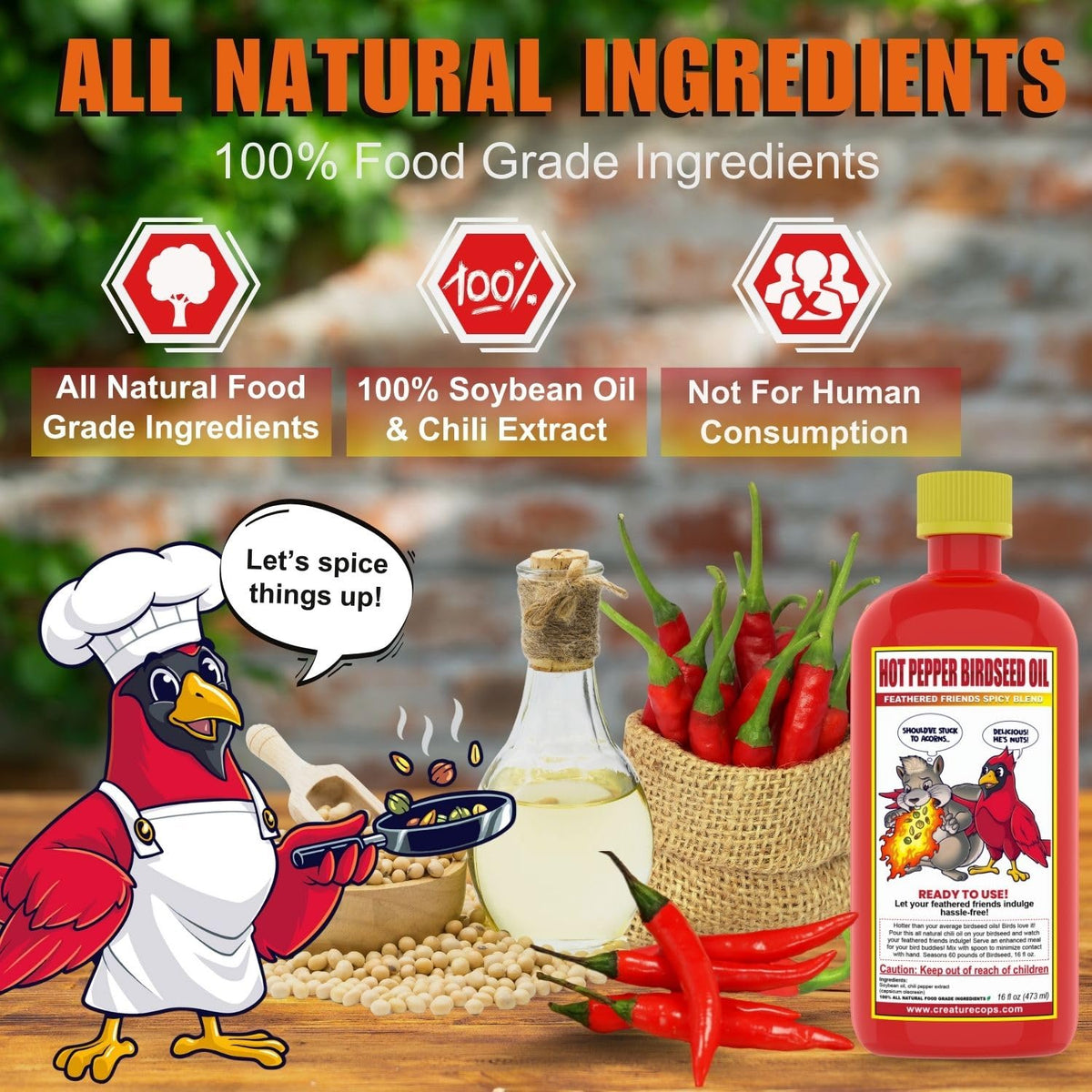 Birds enjoying CreatureCops hot pepper seed sauce at a feeder