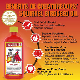 CreatureCops Spicy Squirrel Seed Sauce being poured over birdseed to coat batches