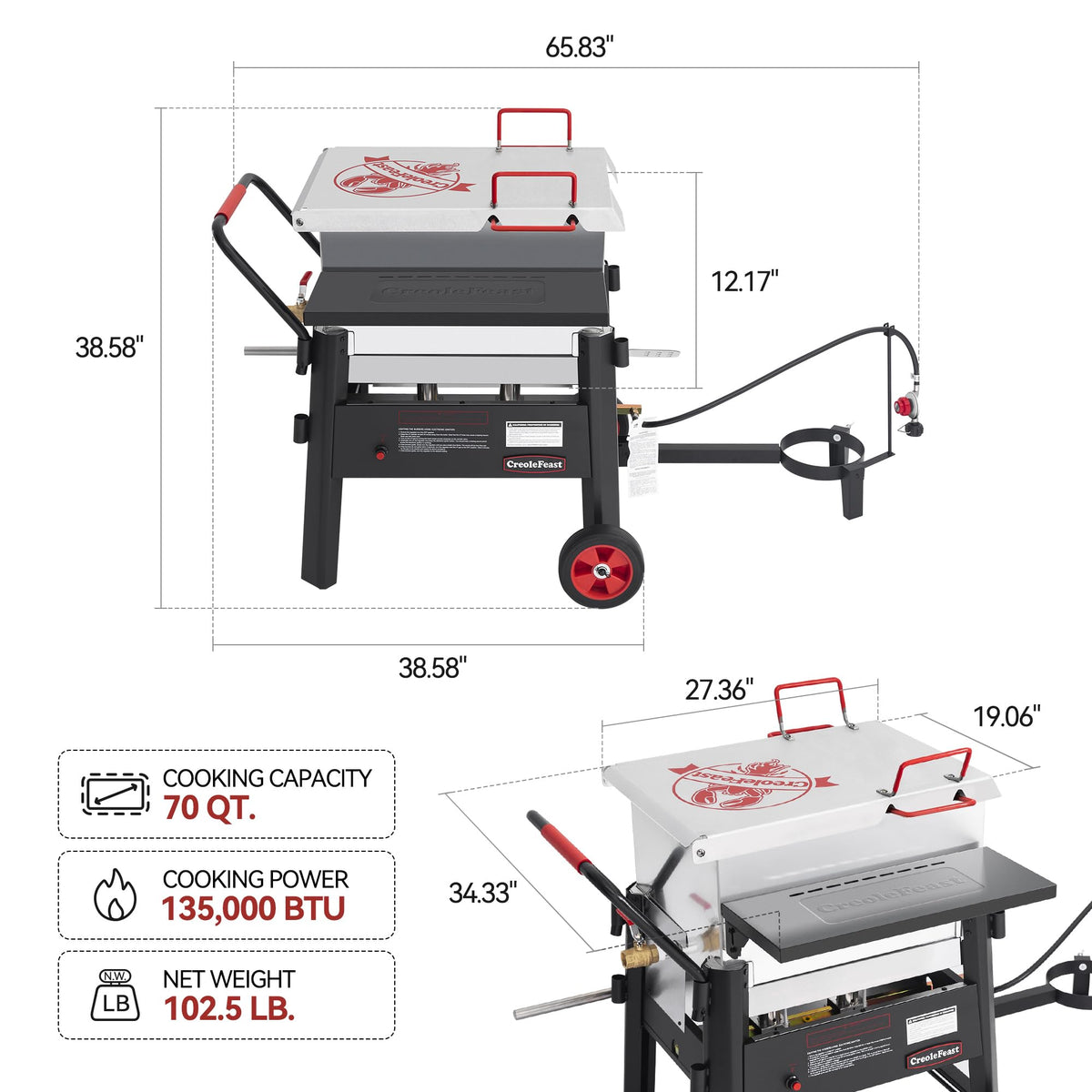 Creole Feast CFB3001 foldable cylinder base keeps setup tidy and portable.