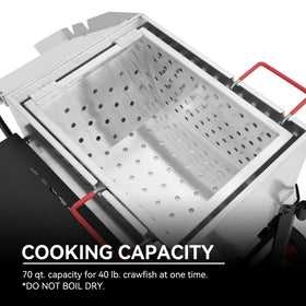 Creole Feast CFB3001 wheeled design enables easy relocation for parties and backyard boils.