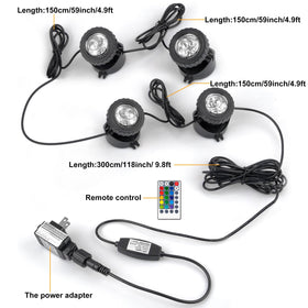 CREPOW 4-pack pond lights with flexible wiring for customizable layouts and placements
