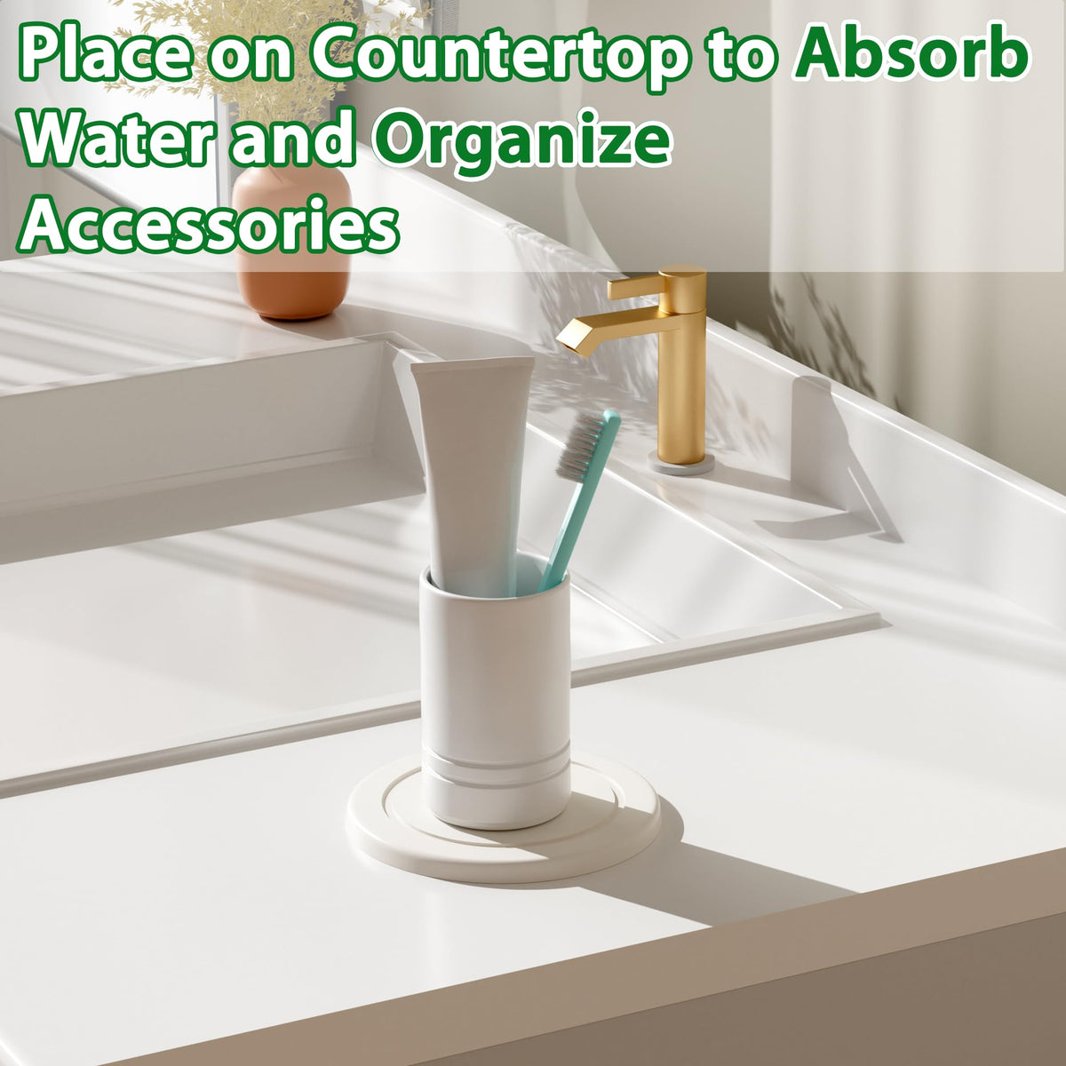 Creproly bathroom tray hosting toiletries while absorbing moisture