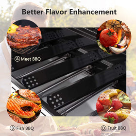 Criditpid durable heat shields maintain burner protection while grilling.