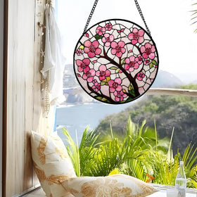 CRISGIF suncatcher on a window adds vintage charm and mood lighting.