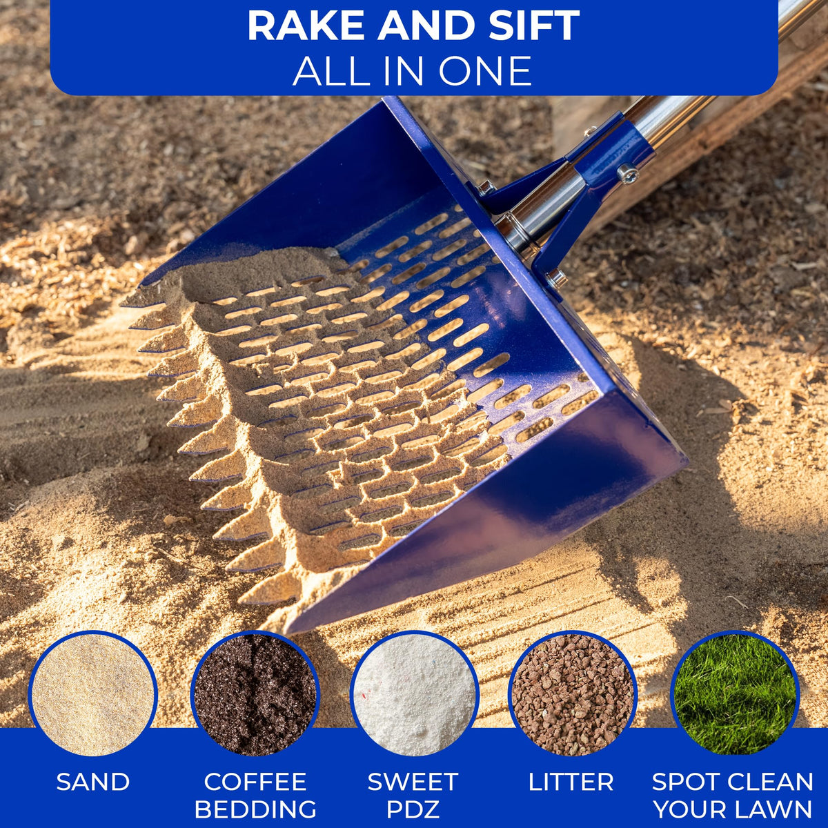 CRITTER FAVS built-in rake and hook for easy storage after cleaning.
