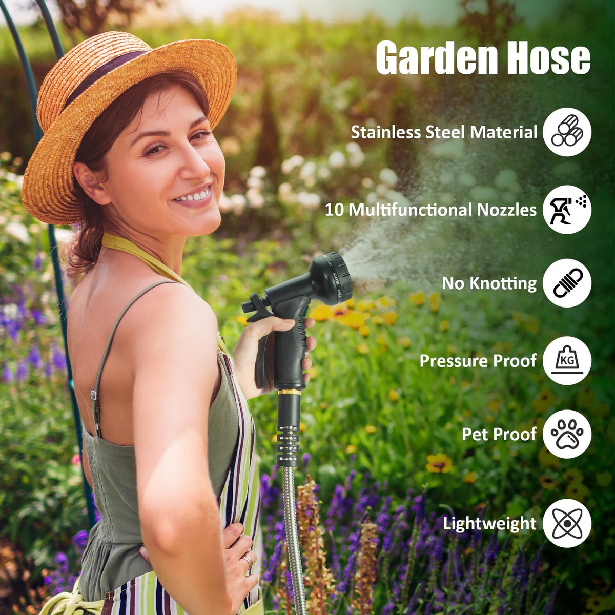 Crixny garden hose 50ft aluminum connectors ensure leak-free connections for steady water flow.
