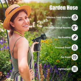 Crixny garden hose 50ft aluminum connectors ensure leak-free connections for steady water flow.