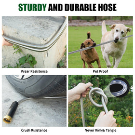 Crixny pet-proof water hose guards against punctures from paws and sharp objects.
