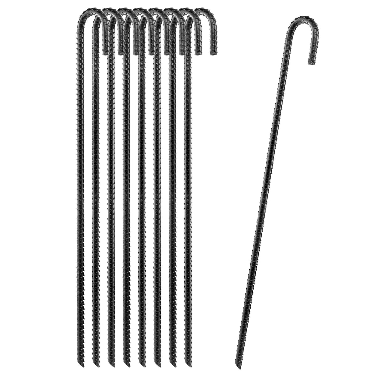 CRIZTA 24-inch ground stake with J-hook for secure tent anchoring.
