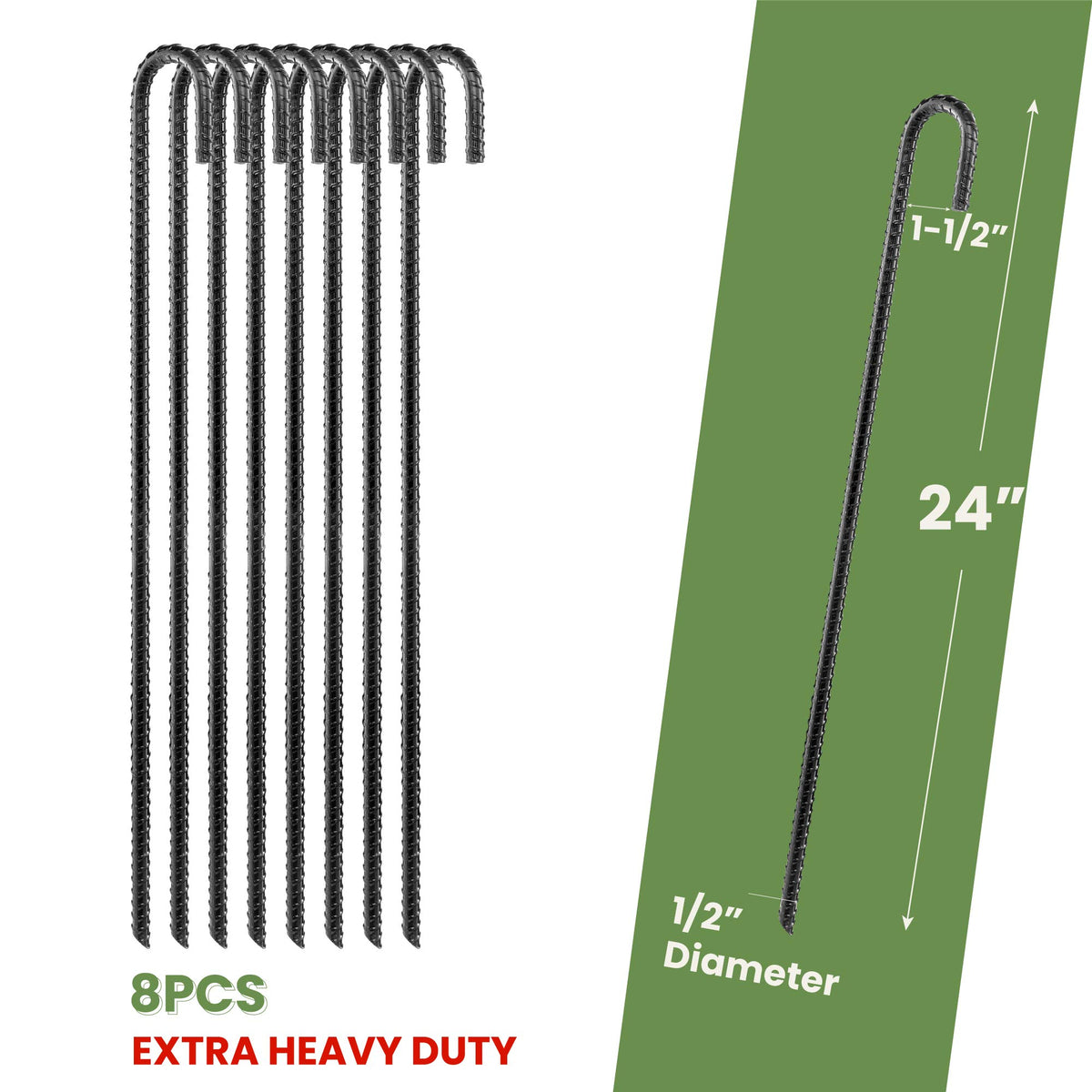 CRIZTA heavy-duty rebar steel stake for durable garden support.