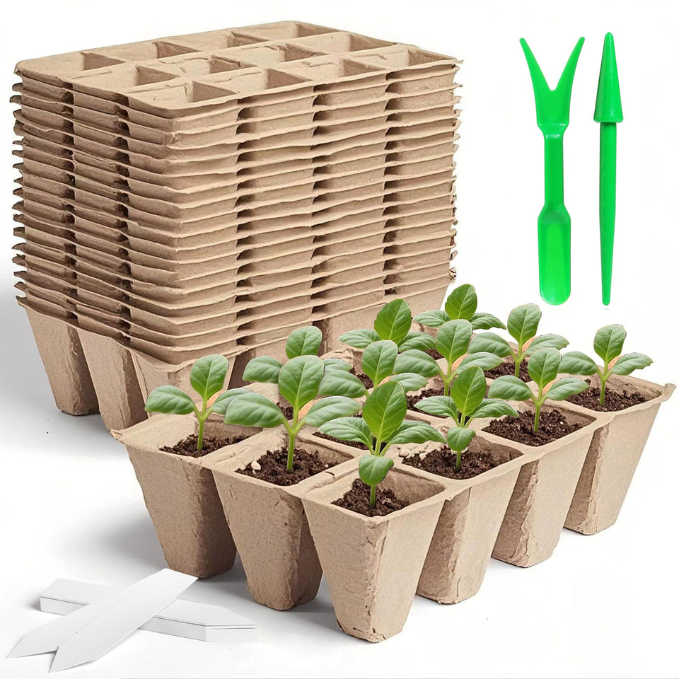 CRNHIGY seed starter kit 240-cell with peat pots and 20 trays for germination