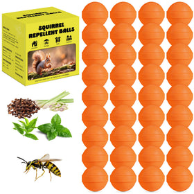 Crobirware 36-pack peppermint oil repellent balls on a sunlit patio, pet-safe and plant-friendly.