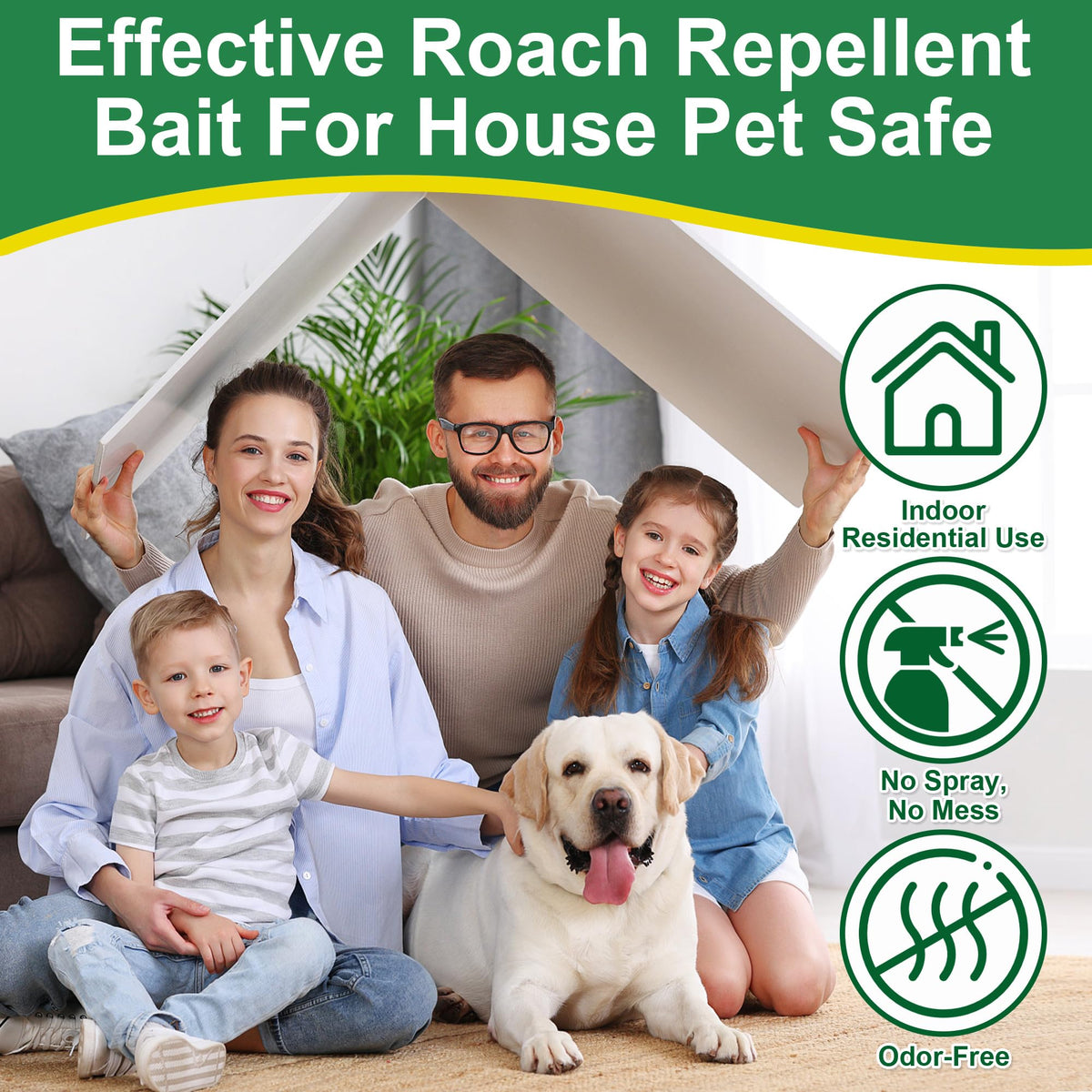 Crobirware bait stations placed along baseboard to target roaches.