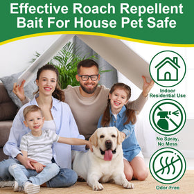 Crobirware bait stations placed along baseboard to target roaches.