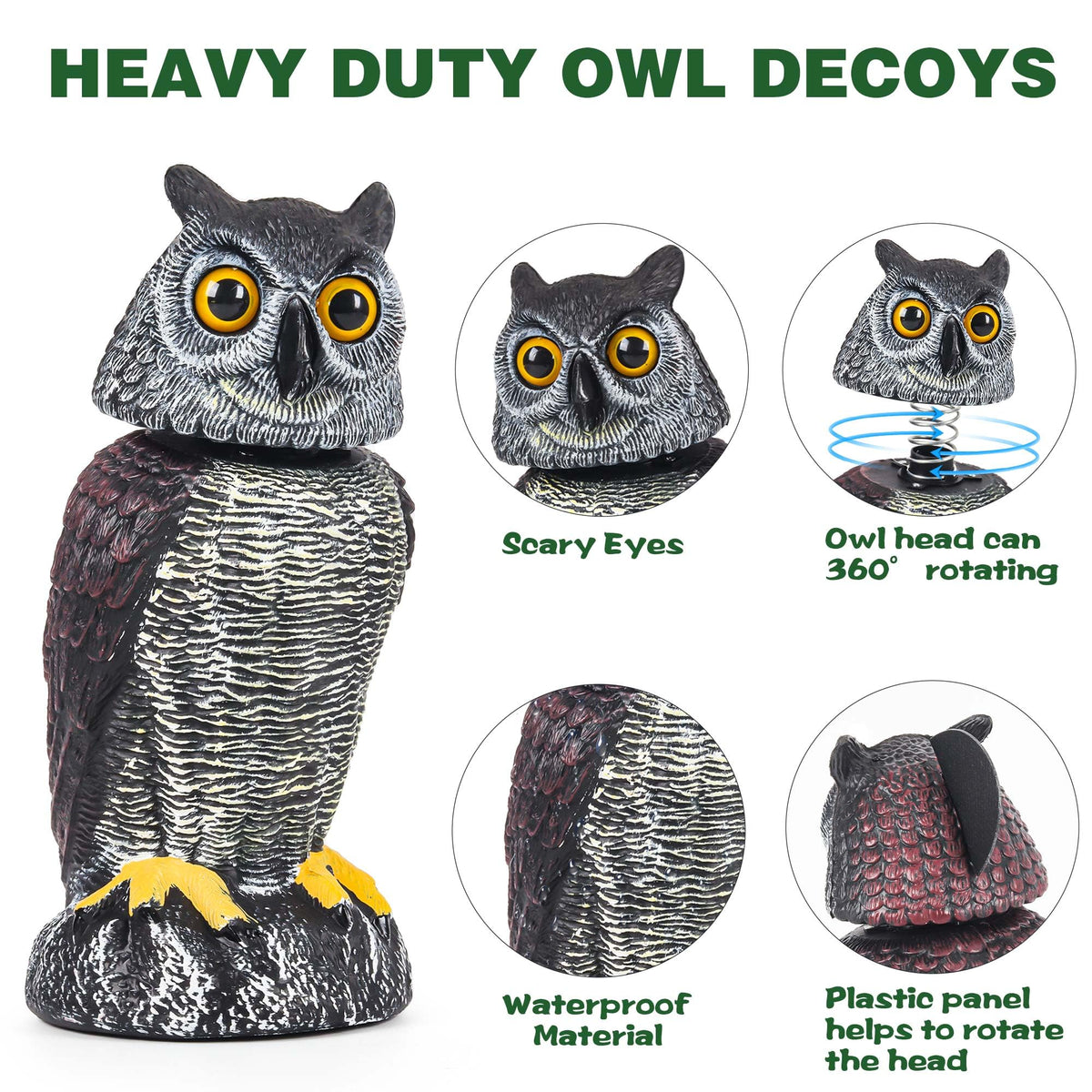 Crobirware detailed owl statue adds natural garden look.