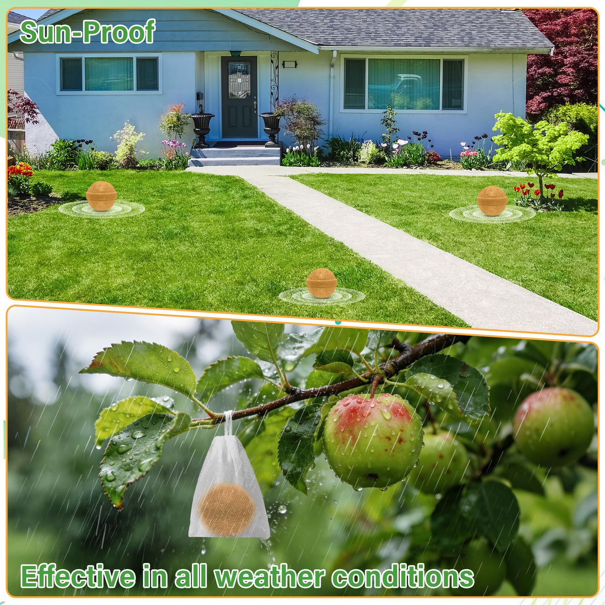 Crobirware garden protection application shows placement on trees, fences, or stakes.