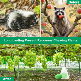 Crobirware peppermint-skunk-ball hanging in garage deters raccoons without harsh chemicals.
