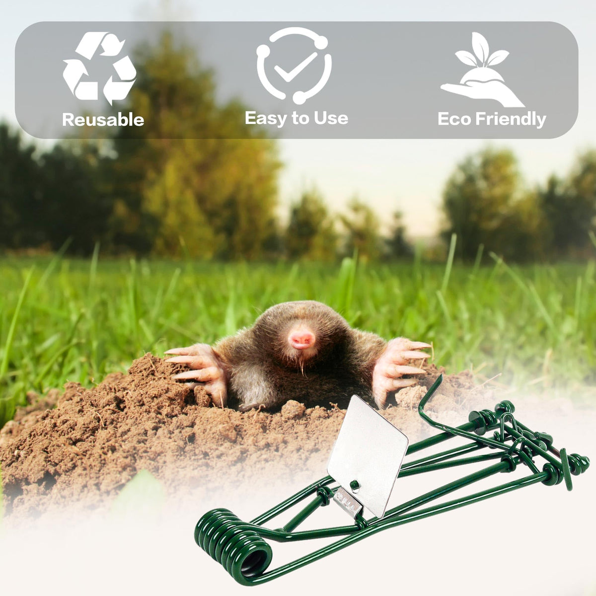 Crobirware weatherproof outdoor gopher trap for gardens and yards.