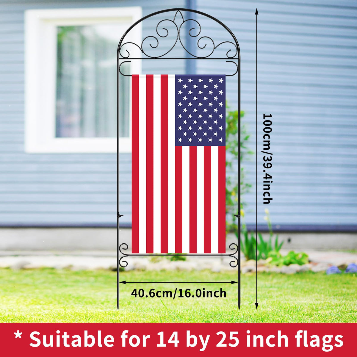 CroBlissful garden flag pole stake fits flags up to 14 x 25 inches