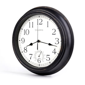Crosstime outdoor thermometer clock bronze dial shows temperature at a glance.