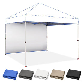 Crown Shades SunWall sidewall main view reduces heat under a 10x10 canopy