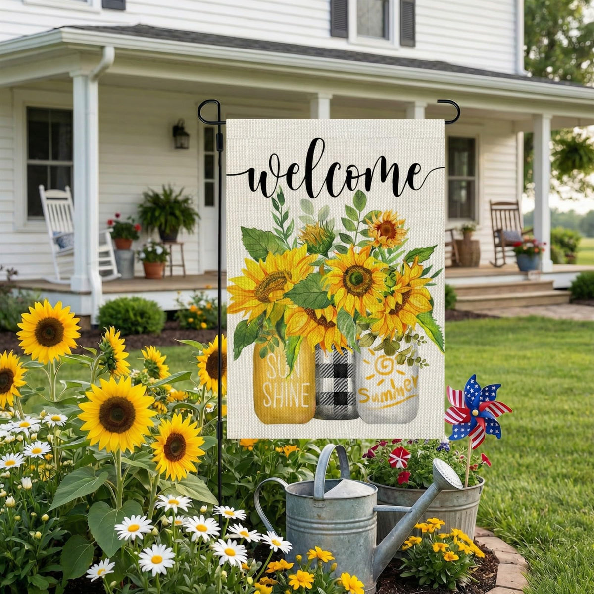 CROWNED BEAUTY 12x18 inch flag size fits standard garden poles.