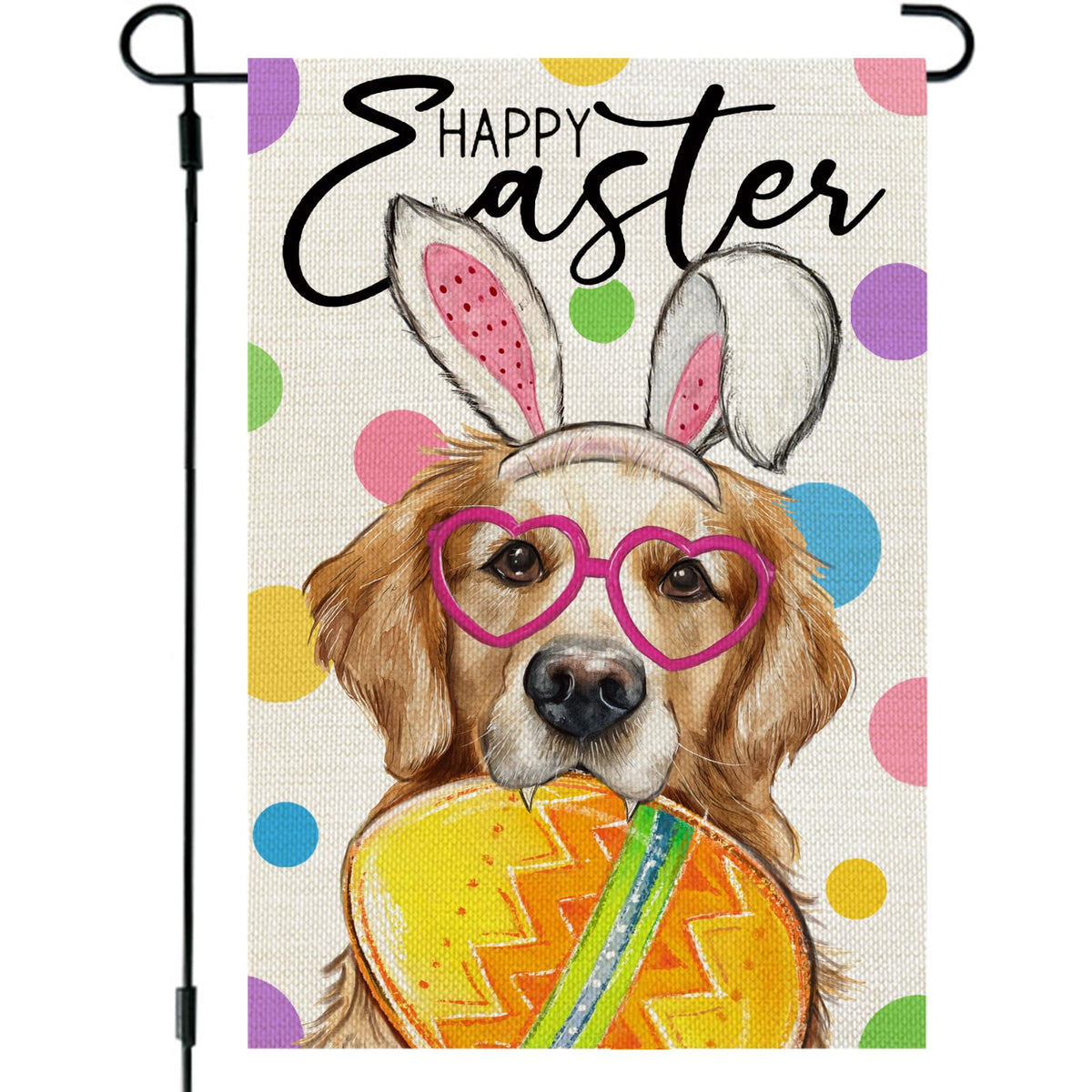 CROWNED BEAUTY Easter flag with bunny ears detail, ideal for a welcoming outdoor display.