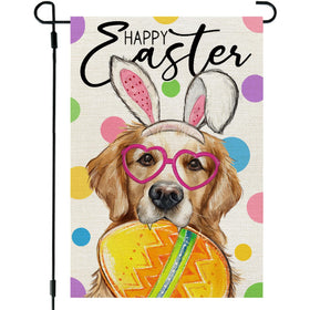 CROWNED BEAUTY Easter flag with bunny ears detail, ideal for a welcoming outdoor display.