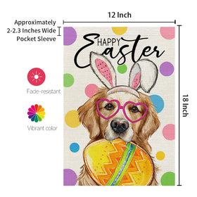 CROWNED BEAUTY Easter flag burlap texture adds rustic outdoor charm.