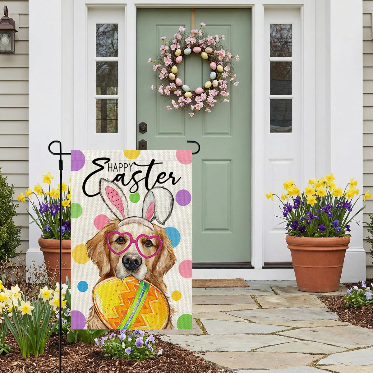 CROWNED BEAUTY Easter flag makes a thoughtful gift for neighbors or friends.