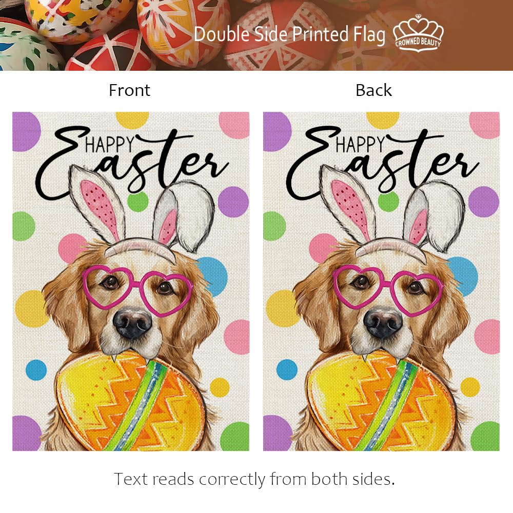 CROWNED BEAUTY Easter flag weather-resistant polyester for durable outdoor use.