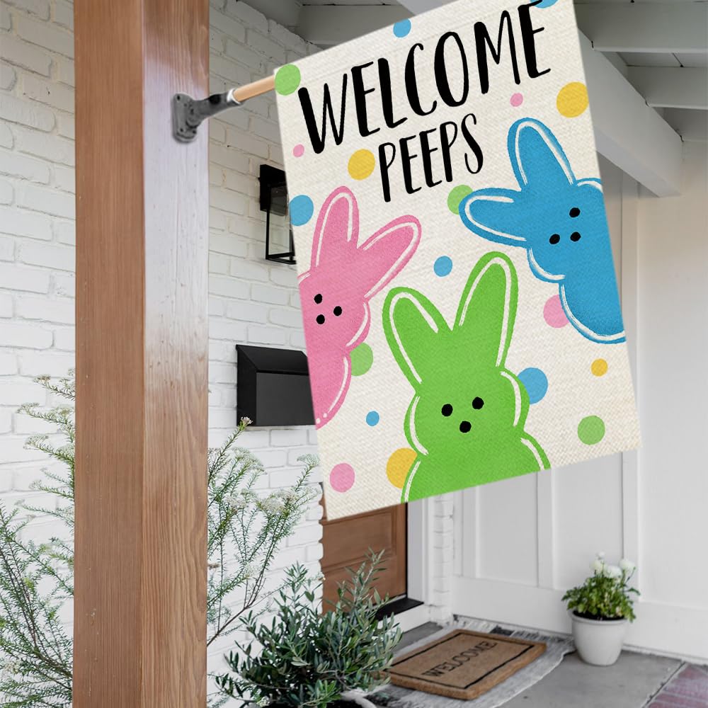 CROWNED BEAUTY Easter flag back view, double-sided printing for clear display.