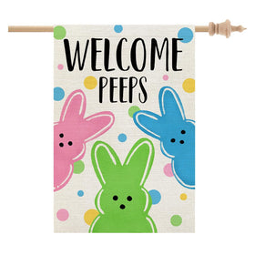 CROWNED BEAUTY Easter house flag front view for yard, durable and weather-resistant.