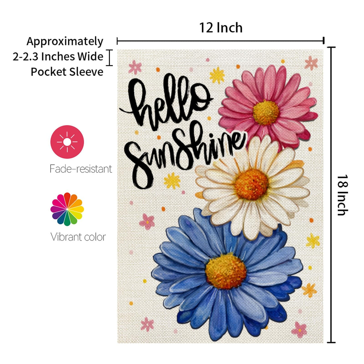 CROWNED BEAUTY Hello Sunshine flags, 12x18 inch outdoor decor for yards.