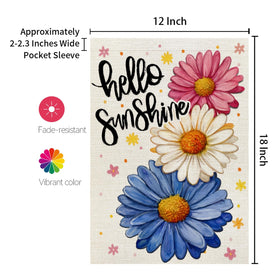 CROWNED BEAUTY Hello Sunshine flags, 12x18 inch outdoor decor for yards.