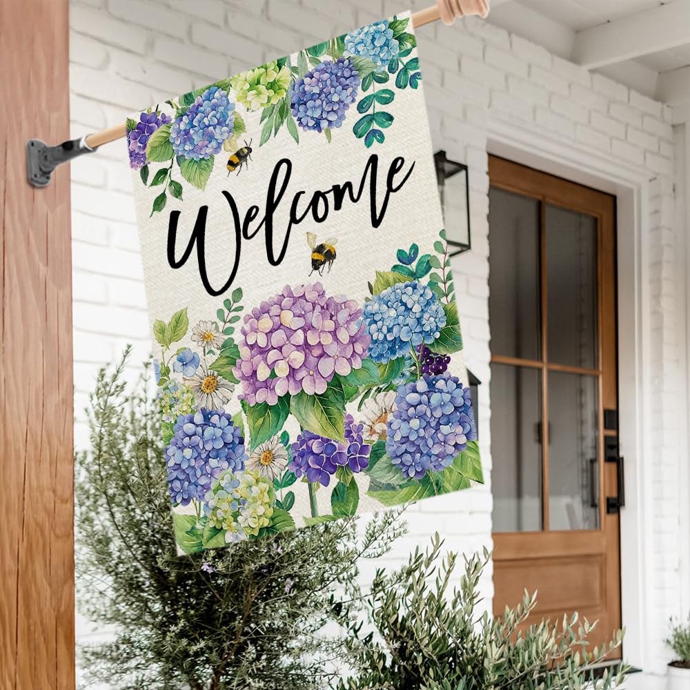 CROWNED BEAUTY hydrangea flag double-sided print visible from both directions