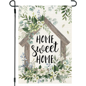 CROWNED BEAUTY spring flag with blooming flowers enhances curb appeal for your garden