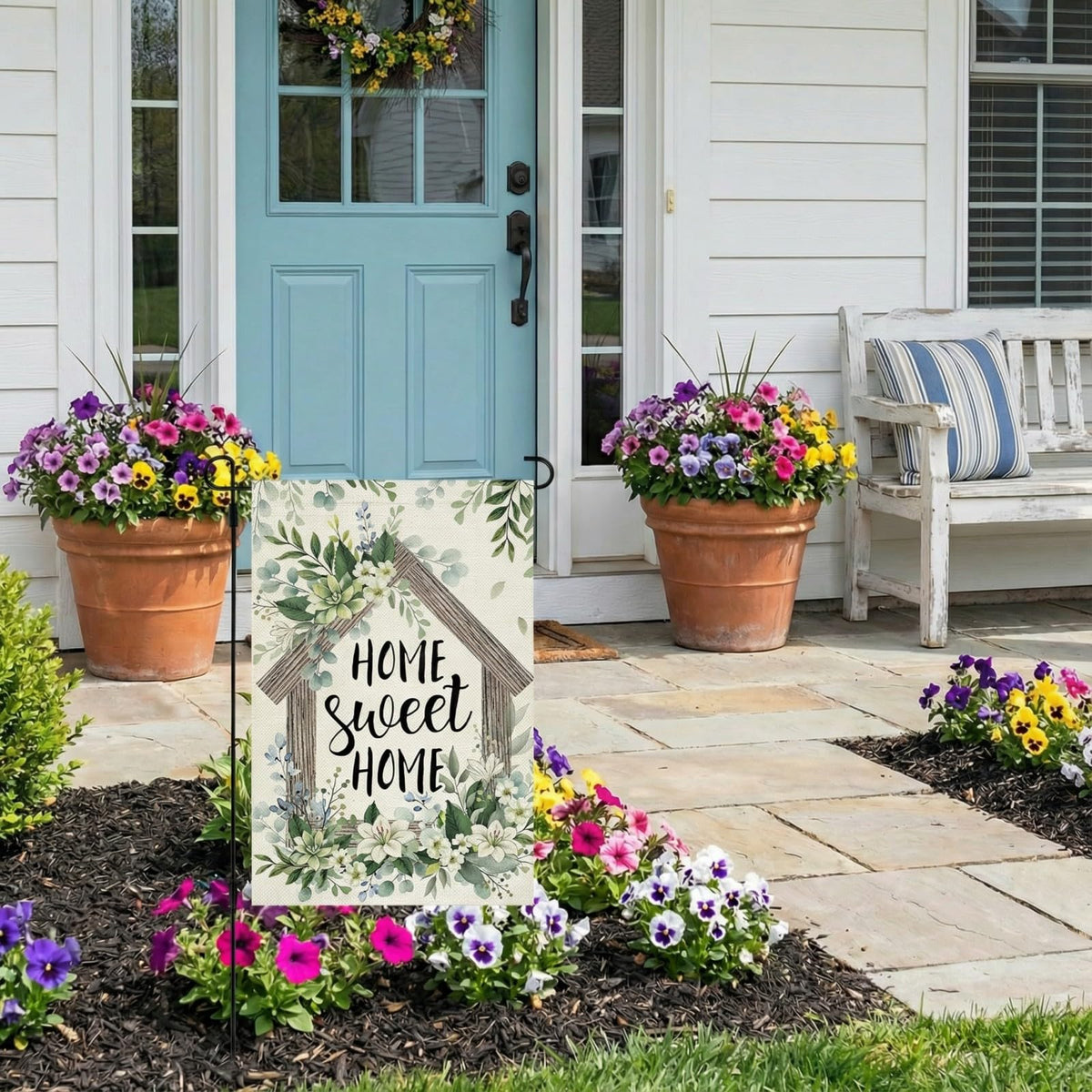 CROWNED BEAUTY spring flag features a double-sided design for visibility from both sides