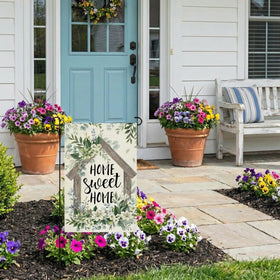 CROWNED BEAUTY spring flag features a double-sided design for visibility from both sides