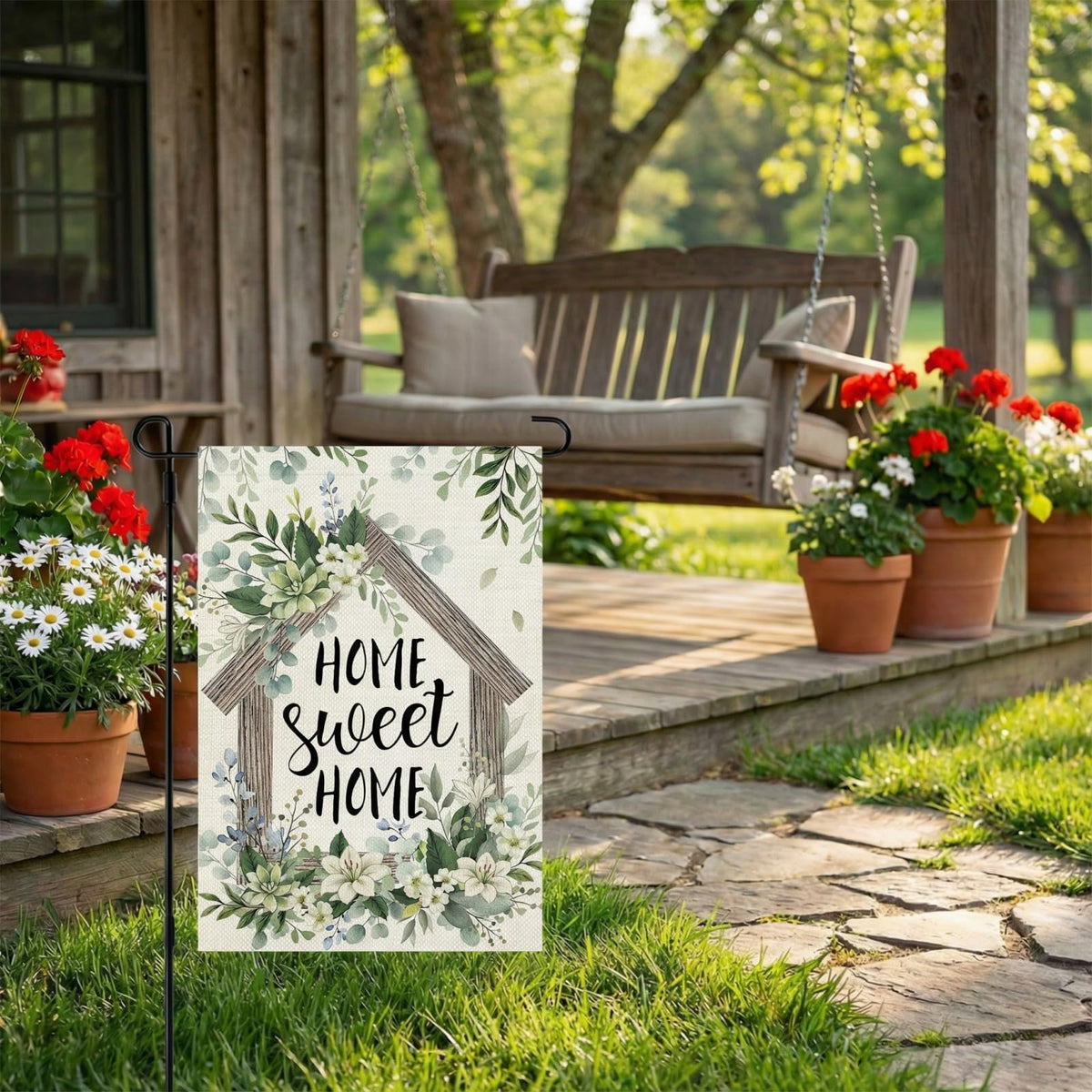 CROWNED BEAUTY spring flag suitable for patio or porch display