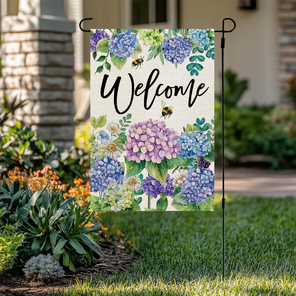 CROWNED BEAUTY Hydrangea flag back view for balanced outdoor display.