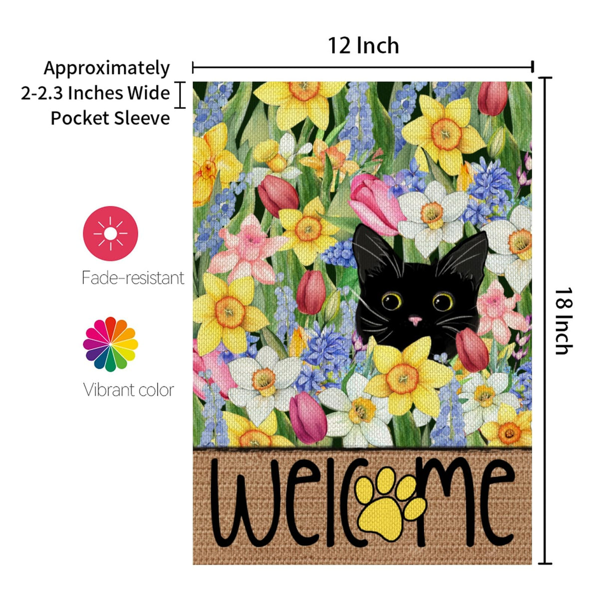 CROWNED BEAUTY spring flag for porches and garden pathways.
