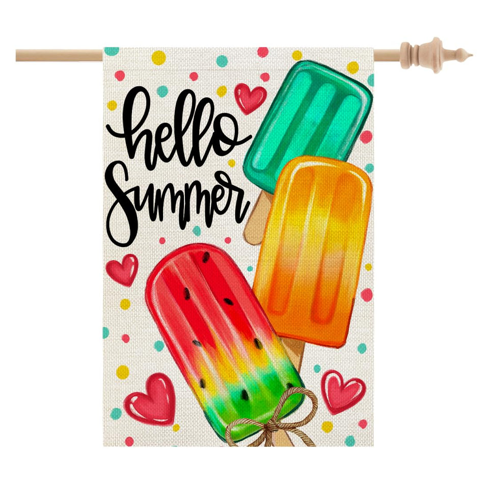 CROWNED BEAUTY summer house flag popsicles double-sided for welcoming curb appeal.